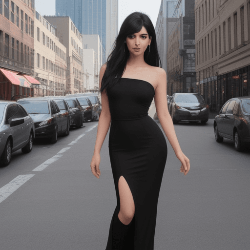 AI generated: FULL BODY,beautiful lady in the city, BLACK HAIR