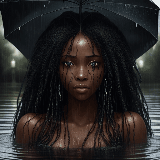 AI generated: An exquisite portrait of an African American woman with fair skin and a realistic straight hair bath...
