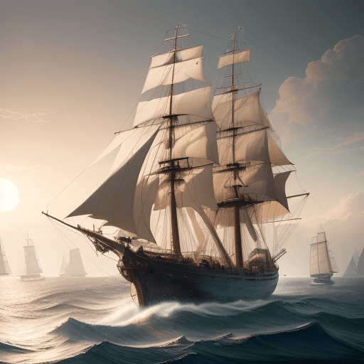 AI generated: Photo of a ultra realistic sailing ship, dramatic light, pale sunrise, cinematic lighting, battered,...