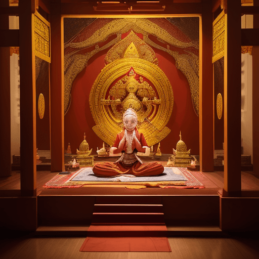 AI generated: Characters: Religious figures (Hindu, Buddhist), worshippers

Description: Dressed in traditional re...