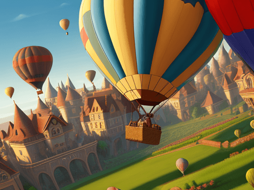 AI generated: tom and jerry running, close up, air balloon Kingdom background, 32k, --v 5. 2 --s 700 --q 2