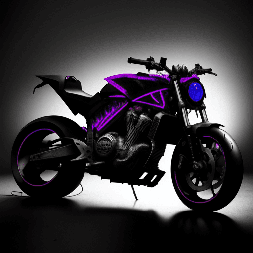 AI generated:  Motorcycle, death Metal, neon paint, gothic design, photograph, concept art