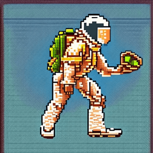 AI generated: sprite, videogame, astronaut, 16-bit style