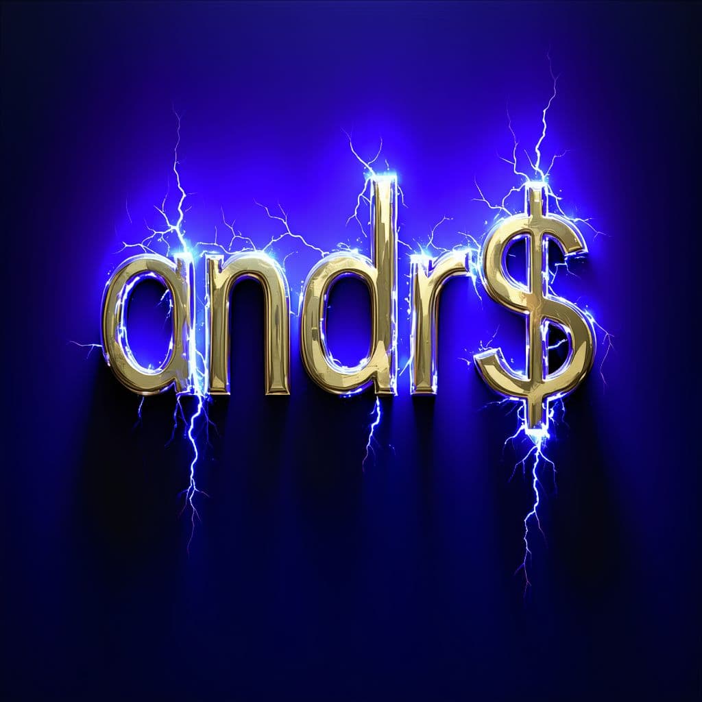 AI generated: Electric Synergy: hyperrealistic oil painting of the stylized name '@ndr€@$' with individual letters...
