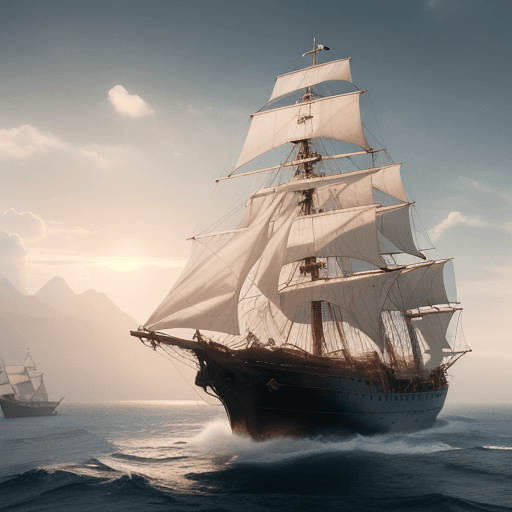AI generated: Photo of a ultra realistic sailing ship, dramatic light, pale sunrise, cinematic lighting, battered,...