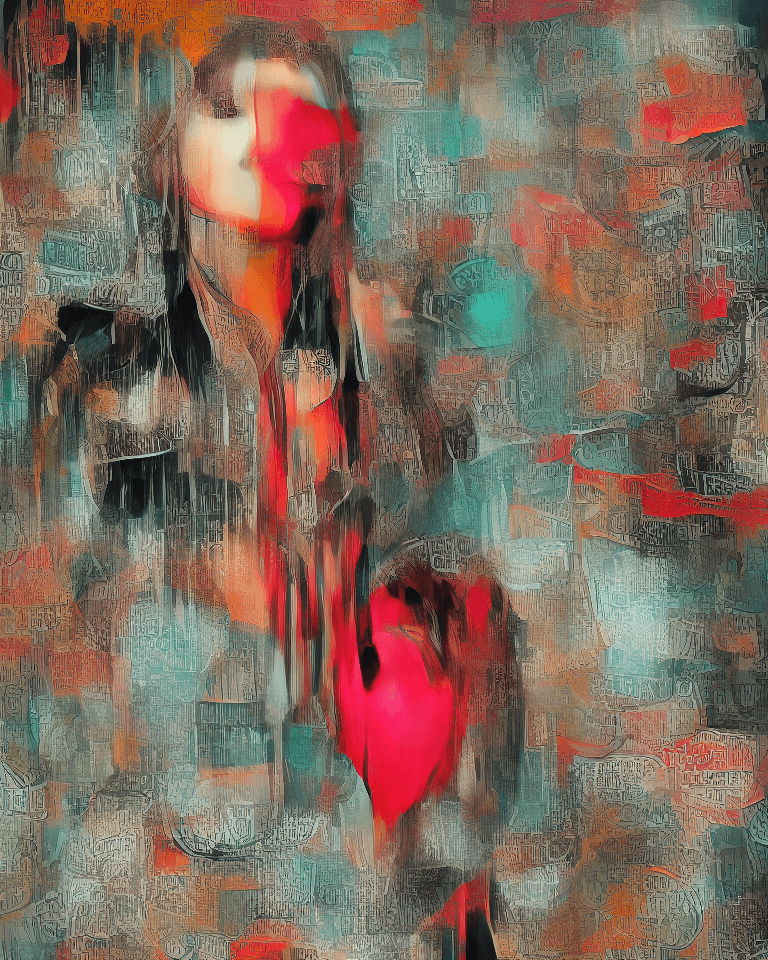 AI generated: Asian woman for Burger ads, beautiful face, black and orange color tones, wabi-sabi art, abstract , ...