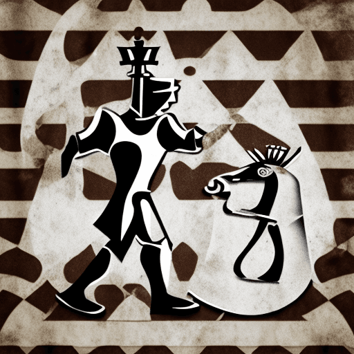 AI generated: modern logo of a chess club, featuring a chess knight with a laurel necklace