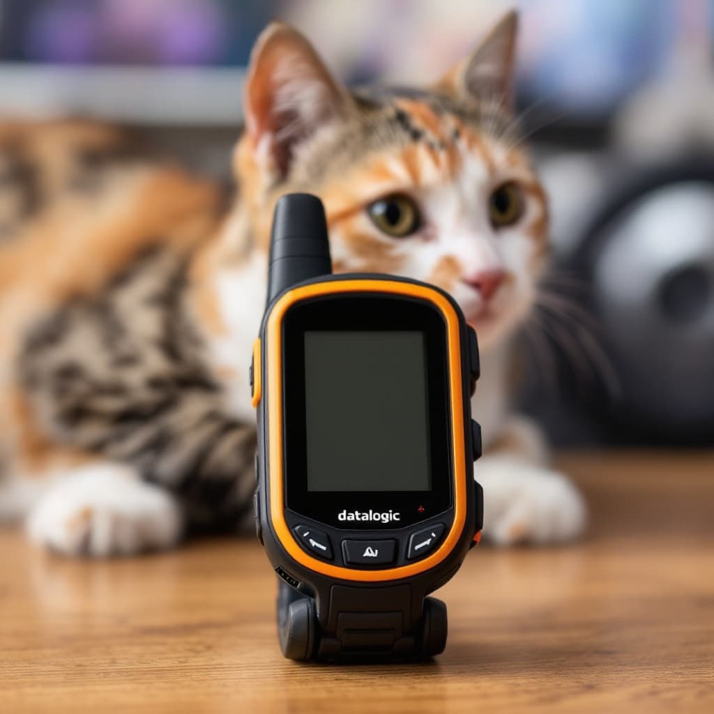 AI generated: timepiece Datalogic Magellan 1500i against the background of the cat