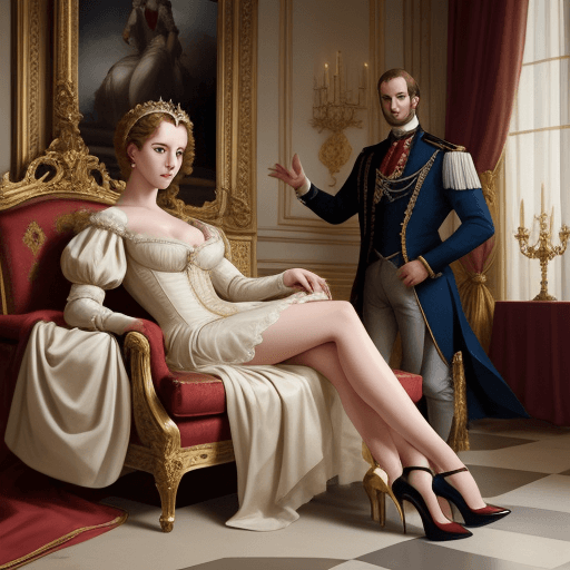 AI generated: Photorealism Erotic france monarchy scene,very young,Renaissance, very unbuttoned clothes, high heel...