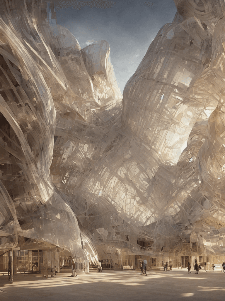 AI generated: architecture drawing contest winner concept art, by Frank gehry and Leon Tukker, sustainable archite...