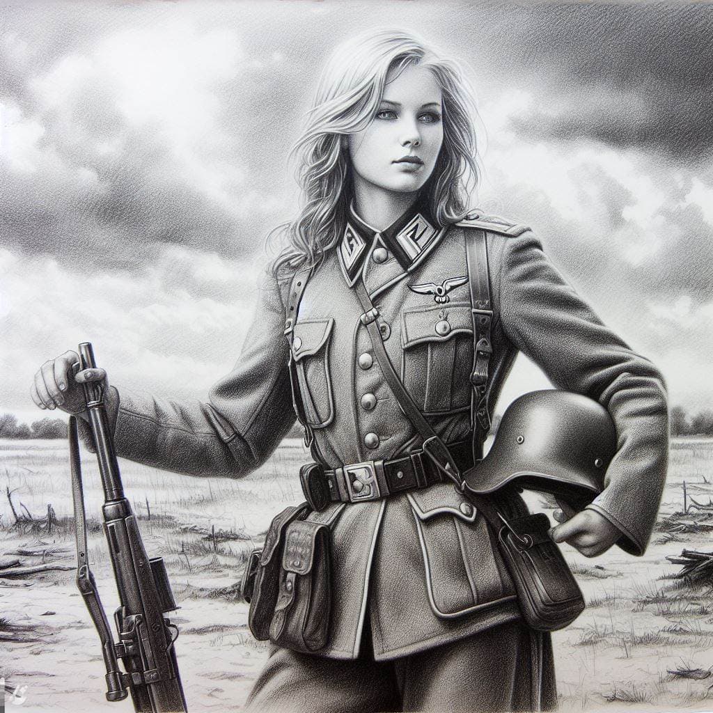 AI generated: German soldier 1942 sketch