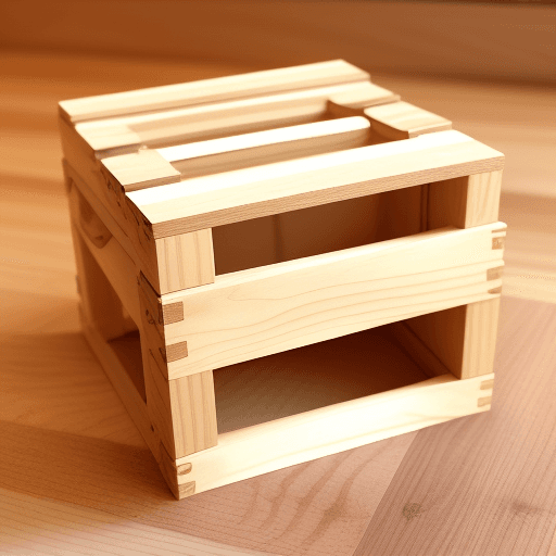 AI generated: una caja que sea de material madera antigua y sirva para guardar un muñeco