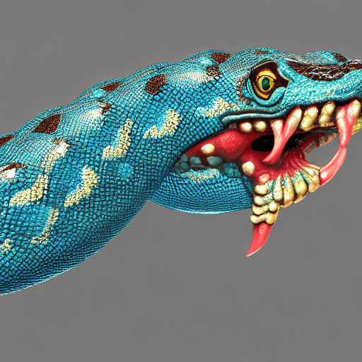 AI generated: Hindu naga snake, full body, huge fangs and sticking out its tongue, fully detailed, highly textured...