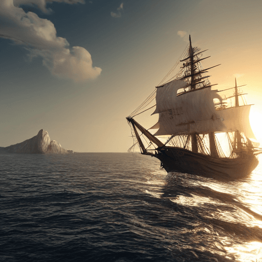 AI generated: photo of a ultra realistic sailing ship, dramatic light, pale sunrise, cinematic lighting, battered,...