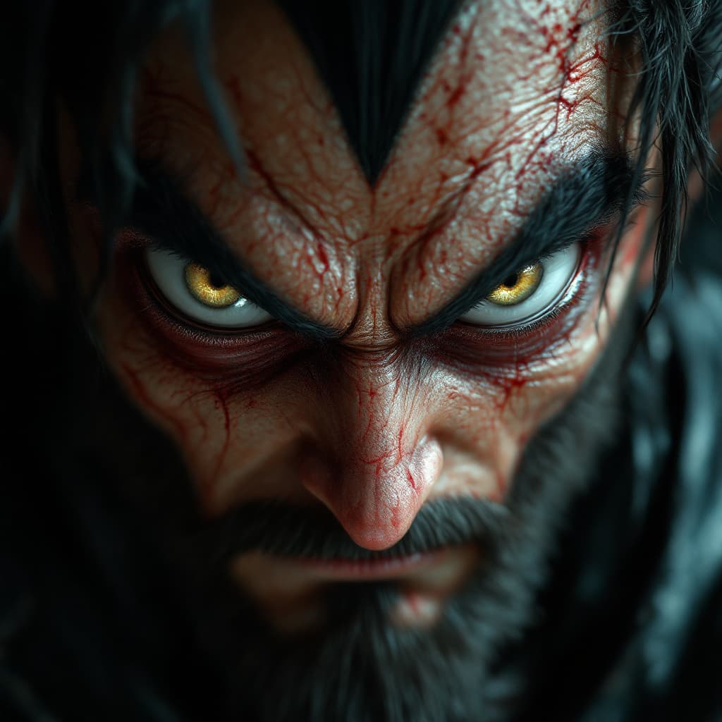 AI generated: hyper-realistic (fabled character tale1:3) from the dark kingdom, with detailed eyes, clothes are in...