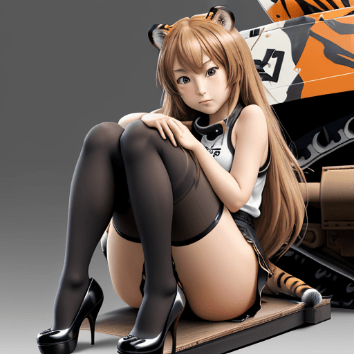 AI generated: masterpiece, taiga aisaka, smug, cute face, anime, anime face, girl sit on the front of realistic ta...