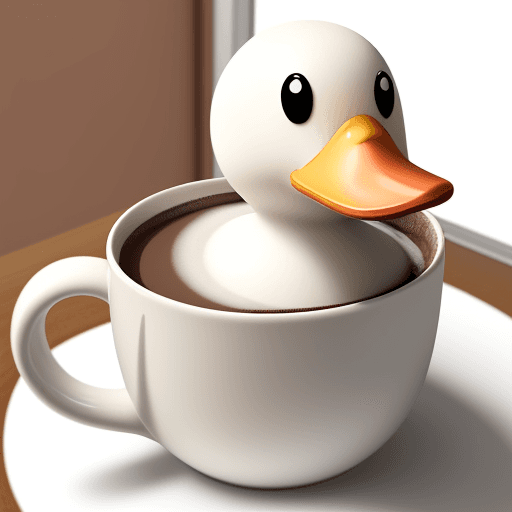 AI generated: a cartoon duck with a hot chocolate mug