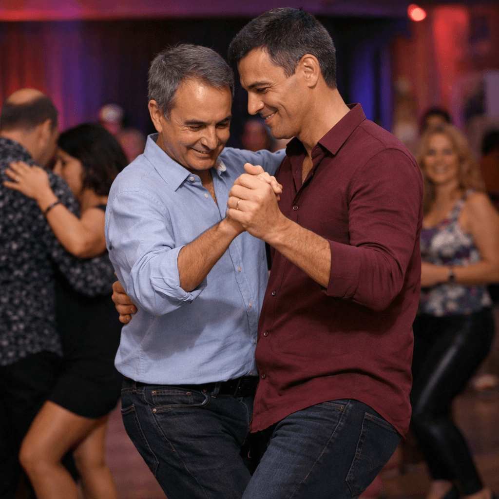 AI generated: Zapatero and Pedro Sanchez dance bachata