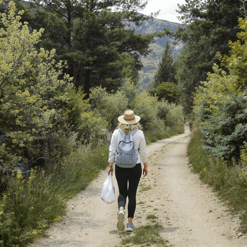 AI generated: agregame una mujer caminando por el pasillo