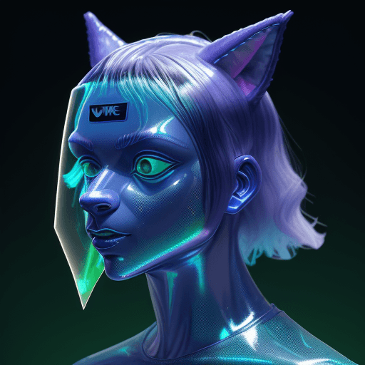 AI generated: 
3D cartoon Werewolf Head with Human Body, Wearing Iridescent Holographic Liquid Texture & Transluce...