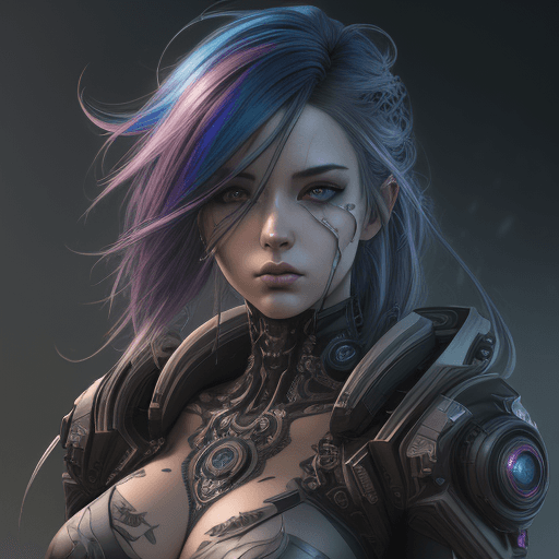 AI generated: Hyper detailed cyber style, extreme realistic details. (colorful hair), concept art, intricate detai...