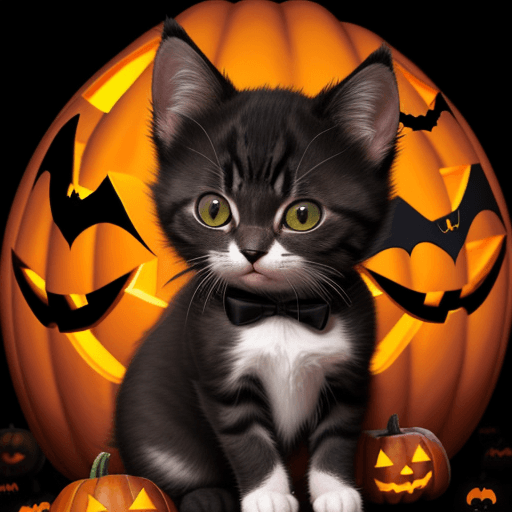 AI generated: A kitty in Halloween 