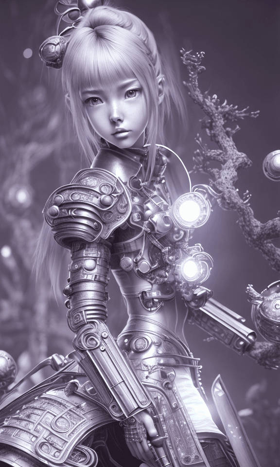 AI generated: Unreal Engine 5 style, rendering brush, 3D art, digital art, cybergirl, artwork by Nomura Tetsuya, m...