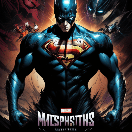 AI generated: An epic movie poster for "Metamorphosis" (typography) with a dynamic action pose of the superhero tu...
