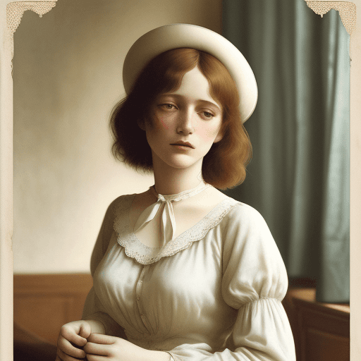 AI generated: woman in white blouse is a stunning vintage shot, in the style of katia chausheva, raphael kirchner,...
