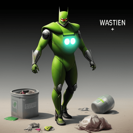 AI generated: a futuristic super heroe called waste man
