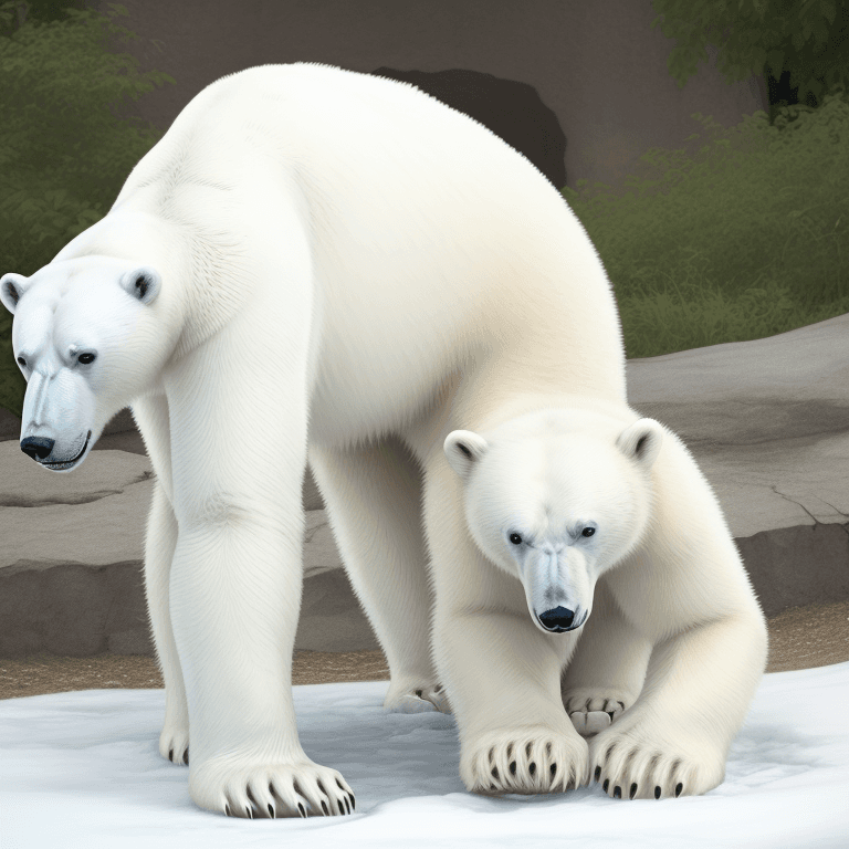 AI generated: Polar bear at the zoo eating honey