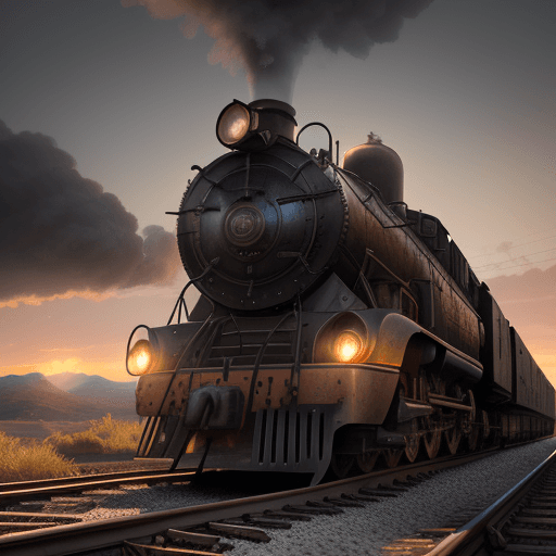 AI generated: Ultra realistic locomotive standing in a old railroad station, dramatic light, pale sunrise, cinemat...