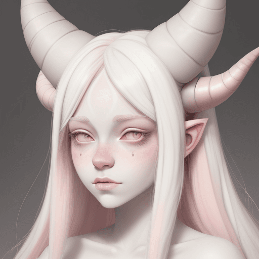 AI generated: a drawing of a girl with horns on her head, trending on deviantart, furry art, pastel pink skin tone...