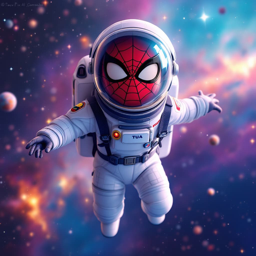 AI generated: "Create a Pixar-style 3D digital illustration of a 3-4-year-old child exploring space. The child is ...