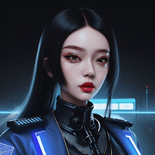 AI generated: a portrait of a futuristic policewoman, Cyberpunk art by Lü Ji, trending in cg society, retrofuturis...