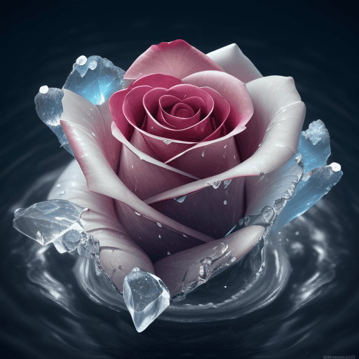 AI generated: A rose made of water, crystal clear, very creative, high-definition，HD