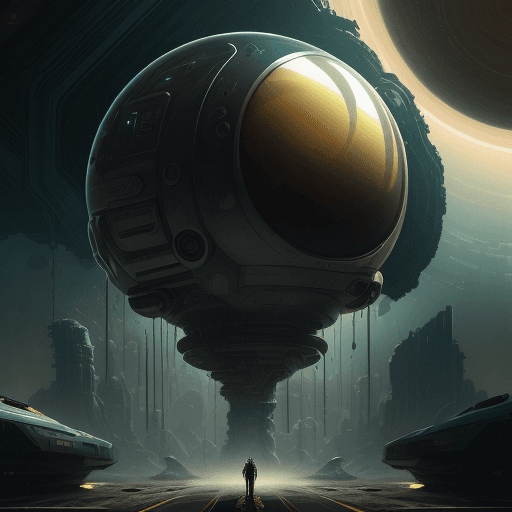 AI generated: Metallic shades. a quantic vintage. futurist, apocalyptic poster. sci-fi world from dream dimension ...