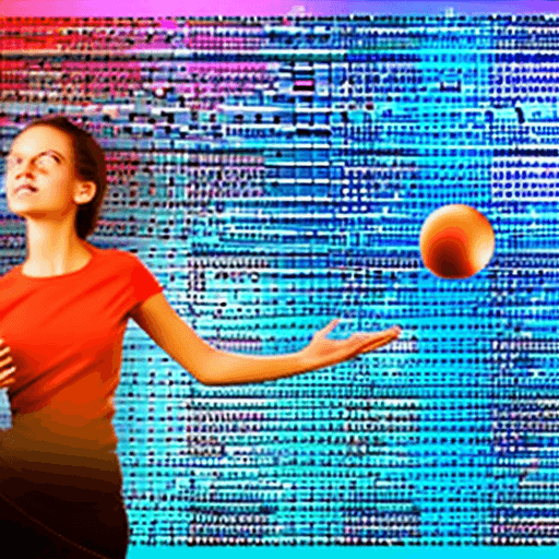 AI generated: High resolution digital fancy background with vibrant color and a young beautiful girl holding a dig...