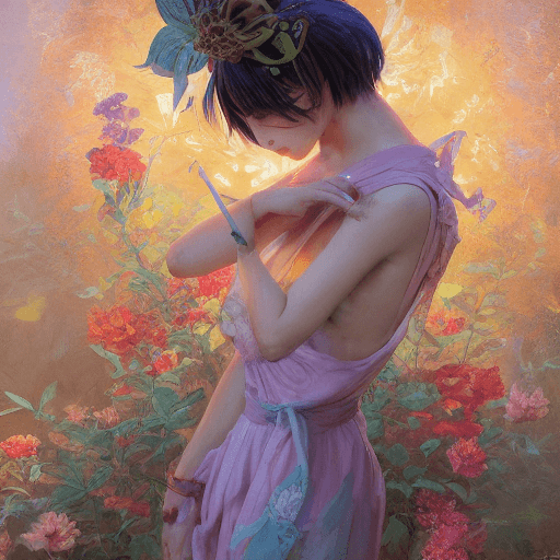 AI generated: Beautiful anime painting of solarpunk summer chill day, by tim okamura, victor nizovtsev, greg rutko...