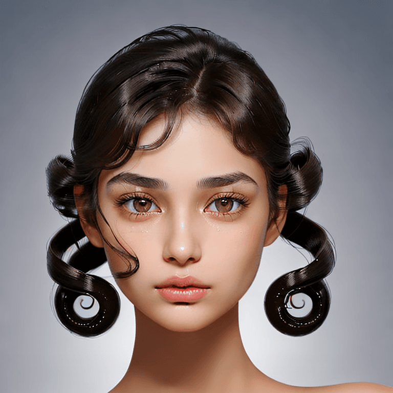 AI generated: A photograph of Extremely beautiful girl has an oval face with high cheekbones and a thin jawline. H...