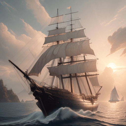 AI generated: Photo of a ultra realistic sailing ship, dramatic light, pale sunrise, cinematic lighting, battered,...