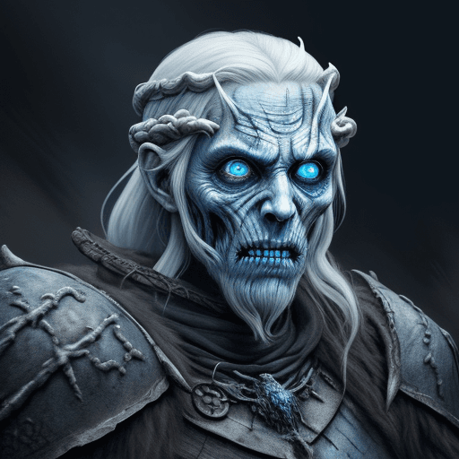 AI generated: fantasy concept art, detailed painting, norse draugr, undead, Viking, desiccated, flaming blue eyes,...