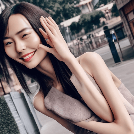 AI generated: Chinese model poses for a selfie, in the style of social media influencers, webcam photography, 