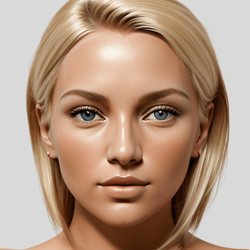 AI generated: a photo of a blonde woman, in the style of minimalist beauty, light bronze and bronze, serene faces,...