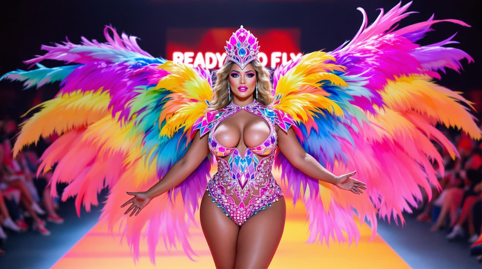 AI generated: A Stunning woman, Curvy of Blonde American descent, and in her 20s to 30s, is centered in the image....