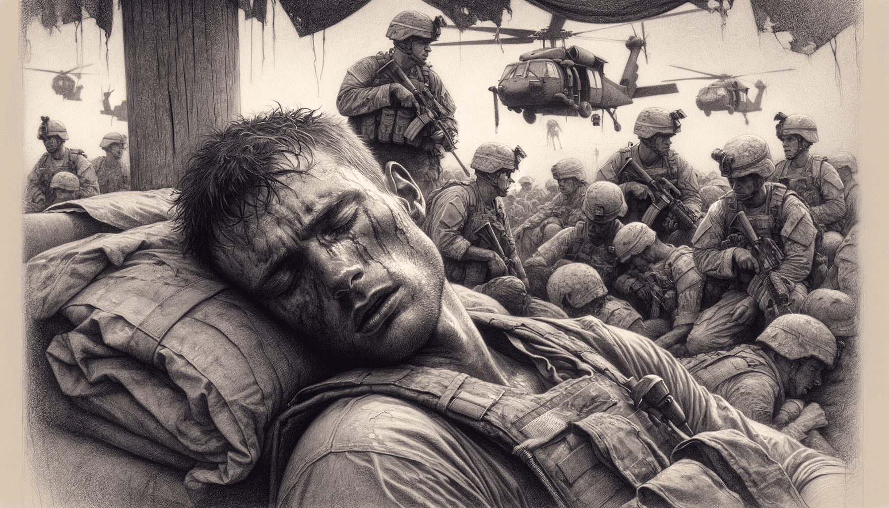 AI generated: DALL·E 2023-11-17 17.03.36 - Wide-screen format pencil drawing in the style of Larry Smith, revising...