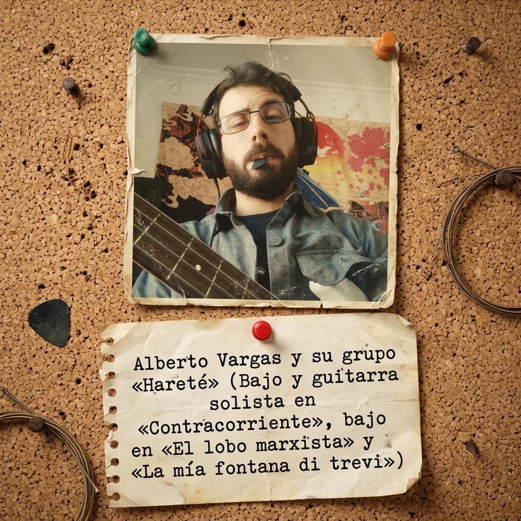 AI generated: Quiero que me pongas esta foto en un corcho con un papel justo debajo de ella lo siguiente "Alberto ...