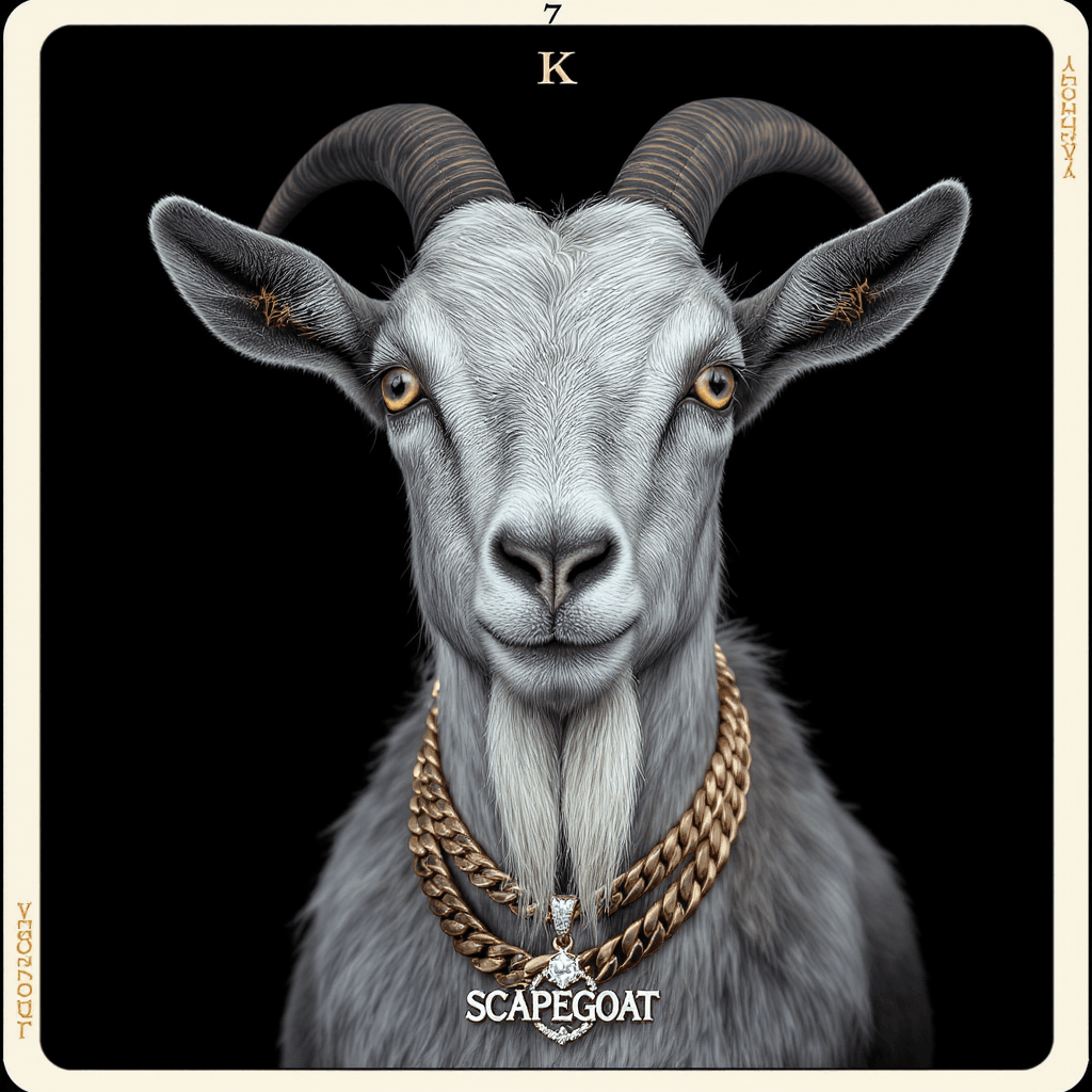 AI generated: create a high-resolution image of AN URBAN goat IN THE DEATH TAROT CARD and detail the animal's char...