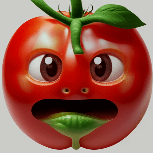 AI generated: a tomato with a face on its face , 8k , hd , ultra detail
