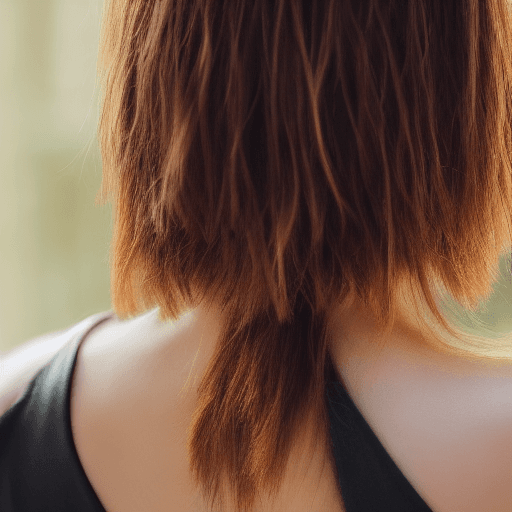 AI generated: Portrait of a beautiful lady, with natural color hair, view from back, film grain, high quality, stu...